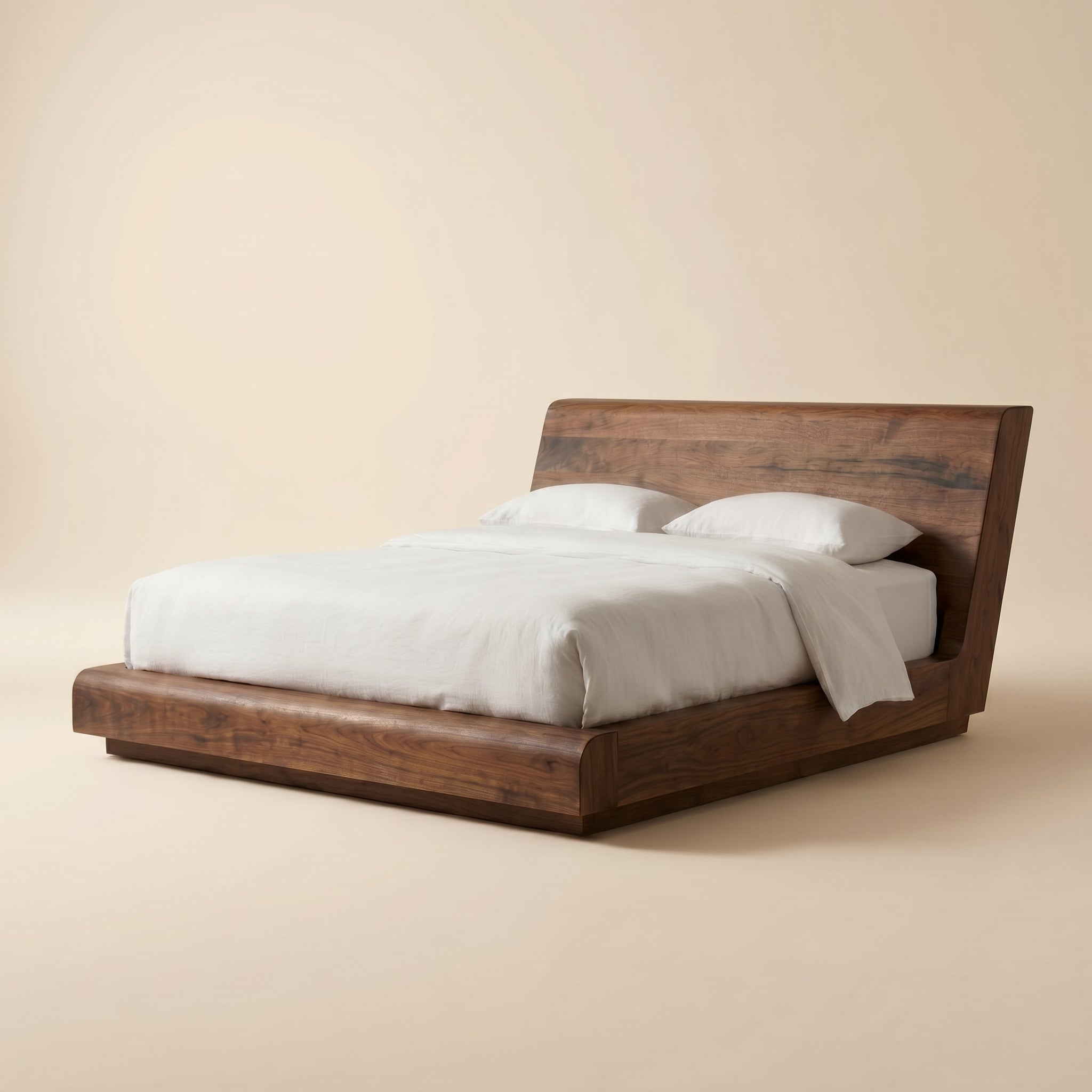 Angled Headboard Wood Bed
