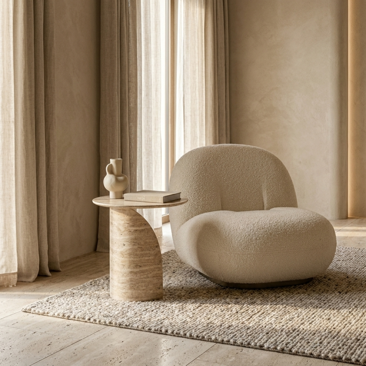 SEREN Travertine Side Table