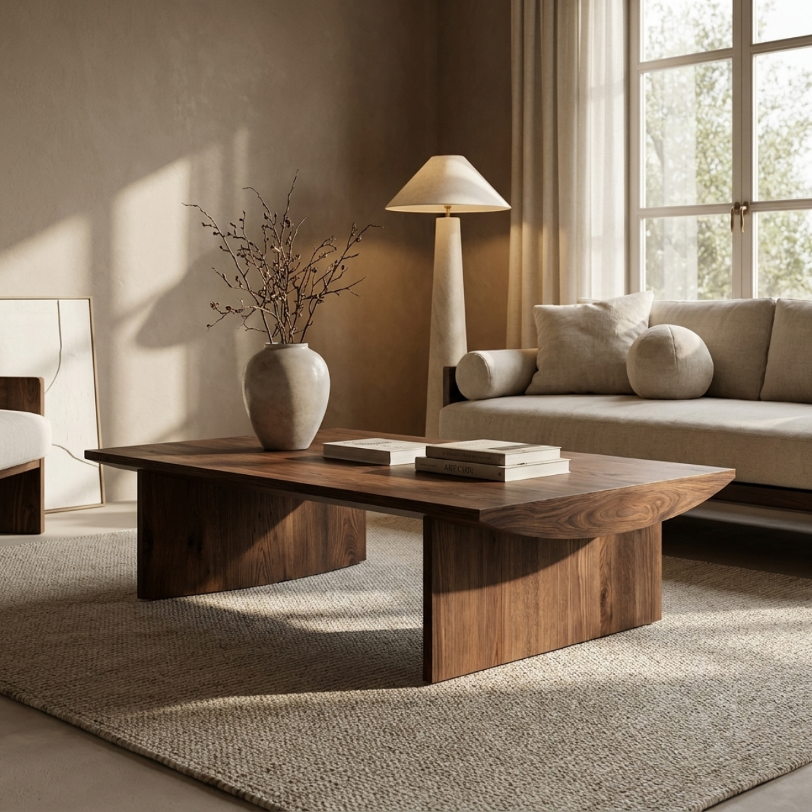 Minimal Sculptural Wood Coffee Table