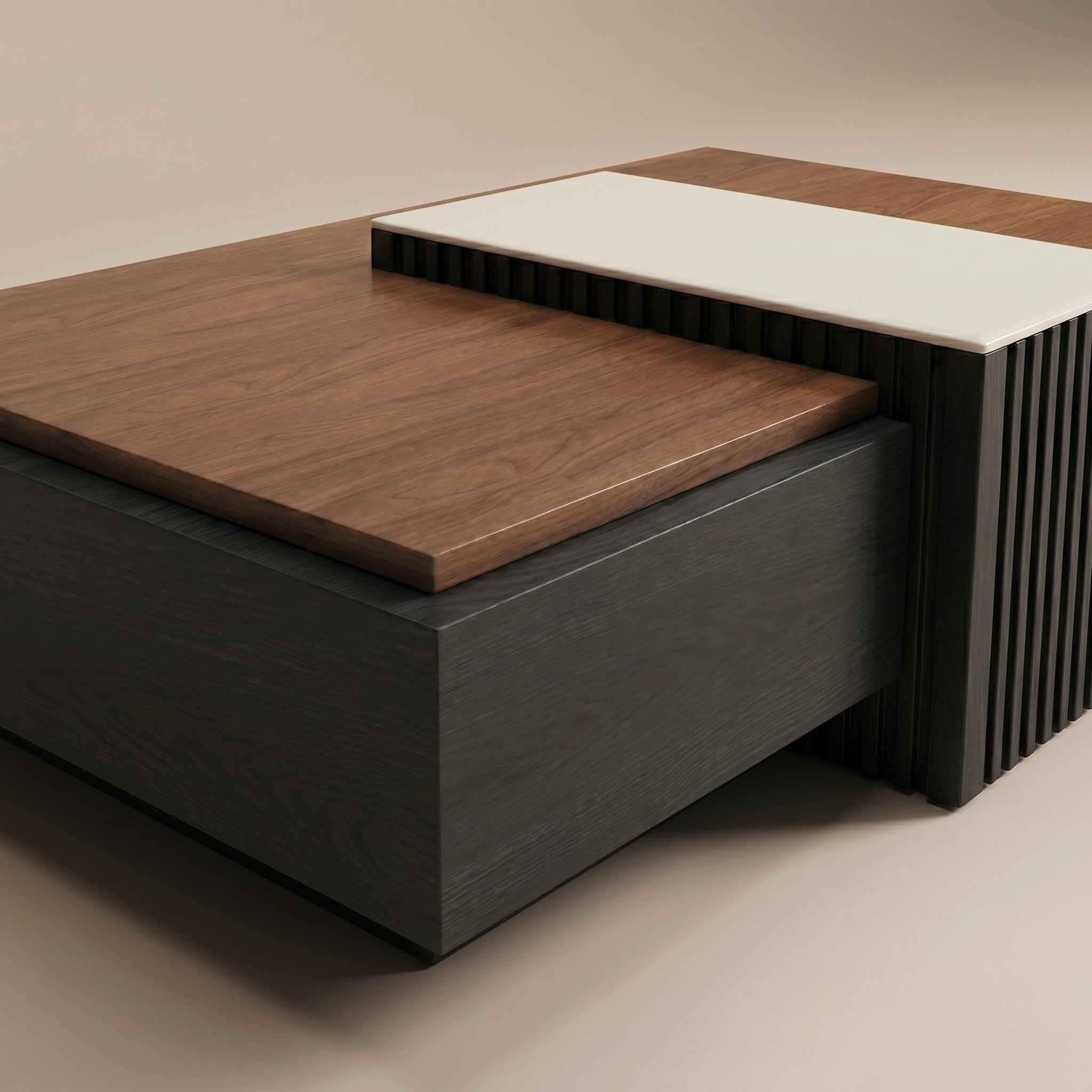 Contrast Panel Coffee Table With Side Table