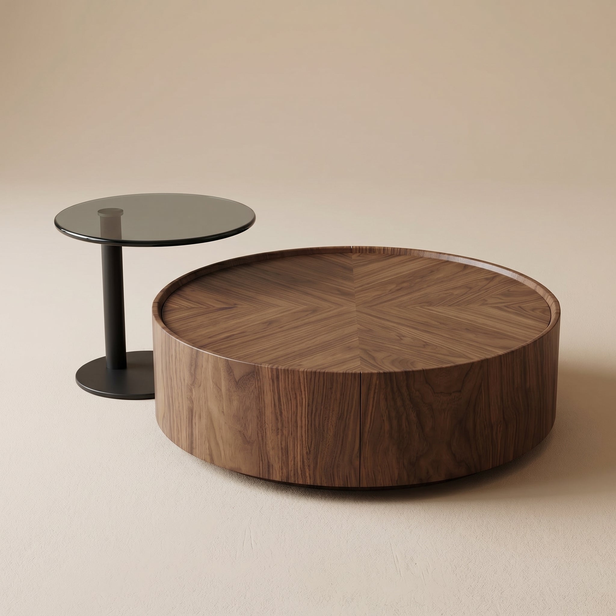 Round Walnut Coffee Table