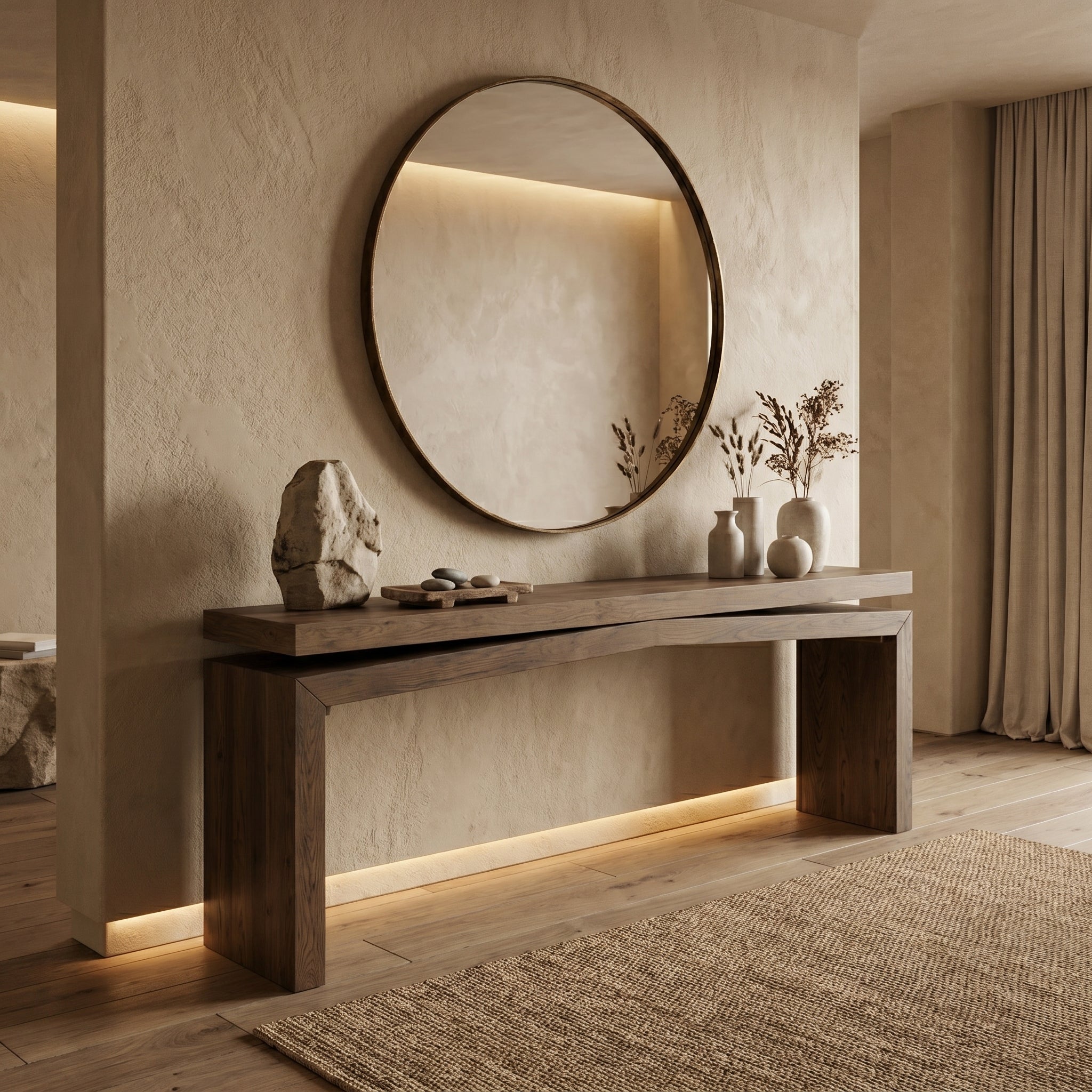 Wabi-Sabi Walnut Console Table