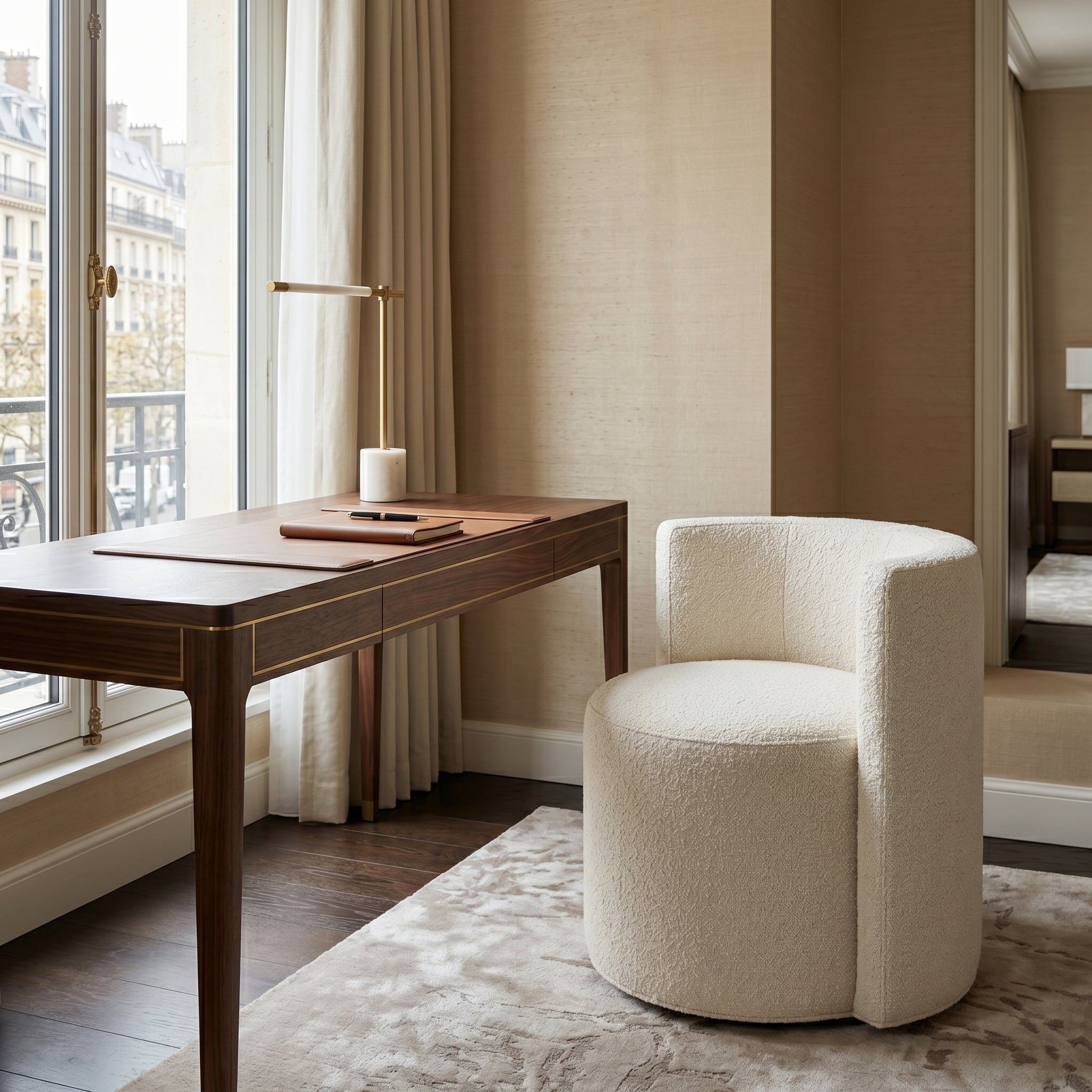 Sculptural Bouclé Desk Chair