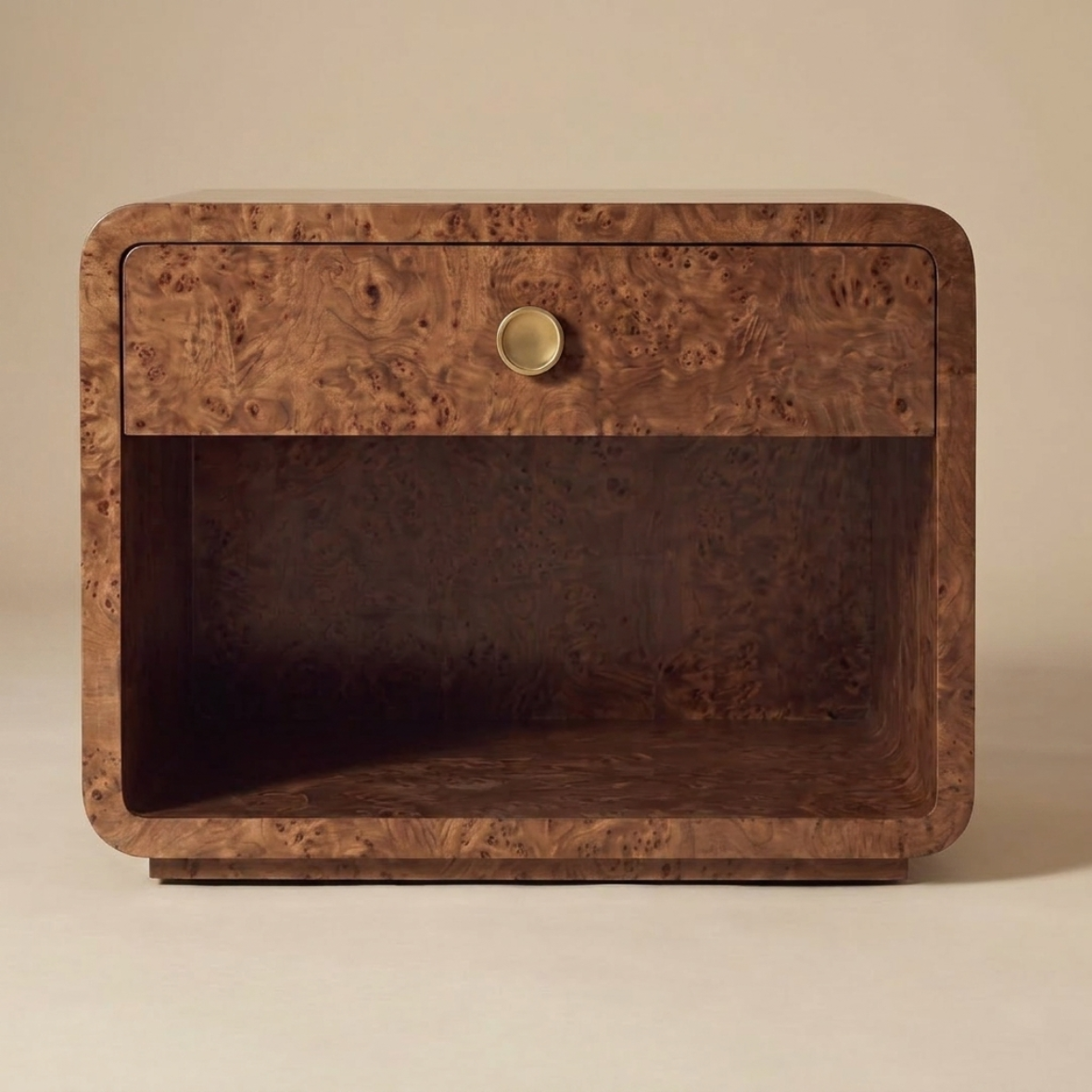 Burl Wood Bedside Table