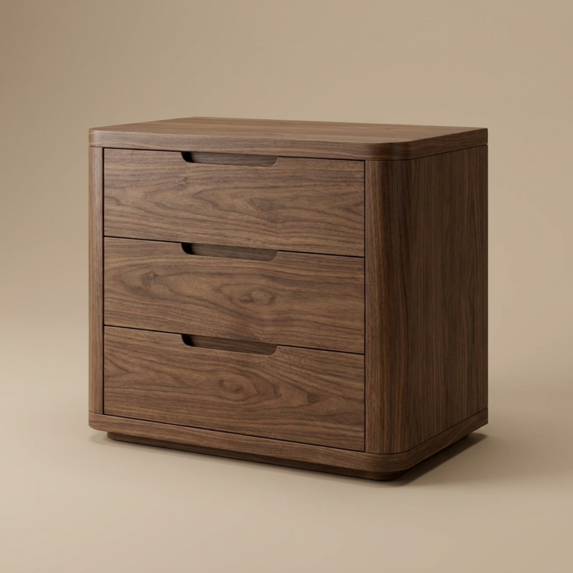 Rounded Wood Bedside Table