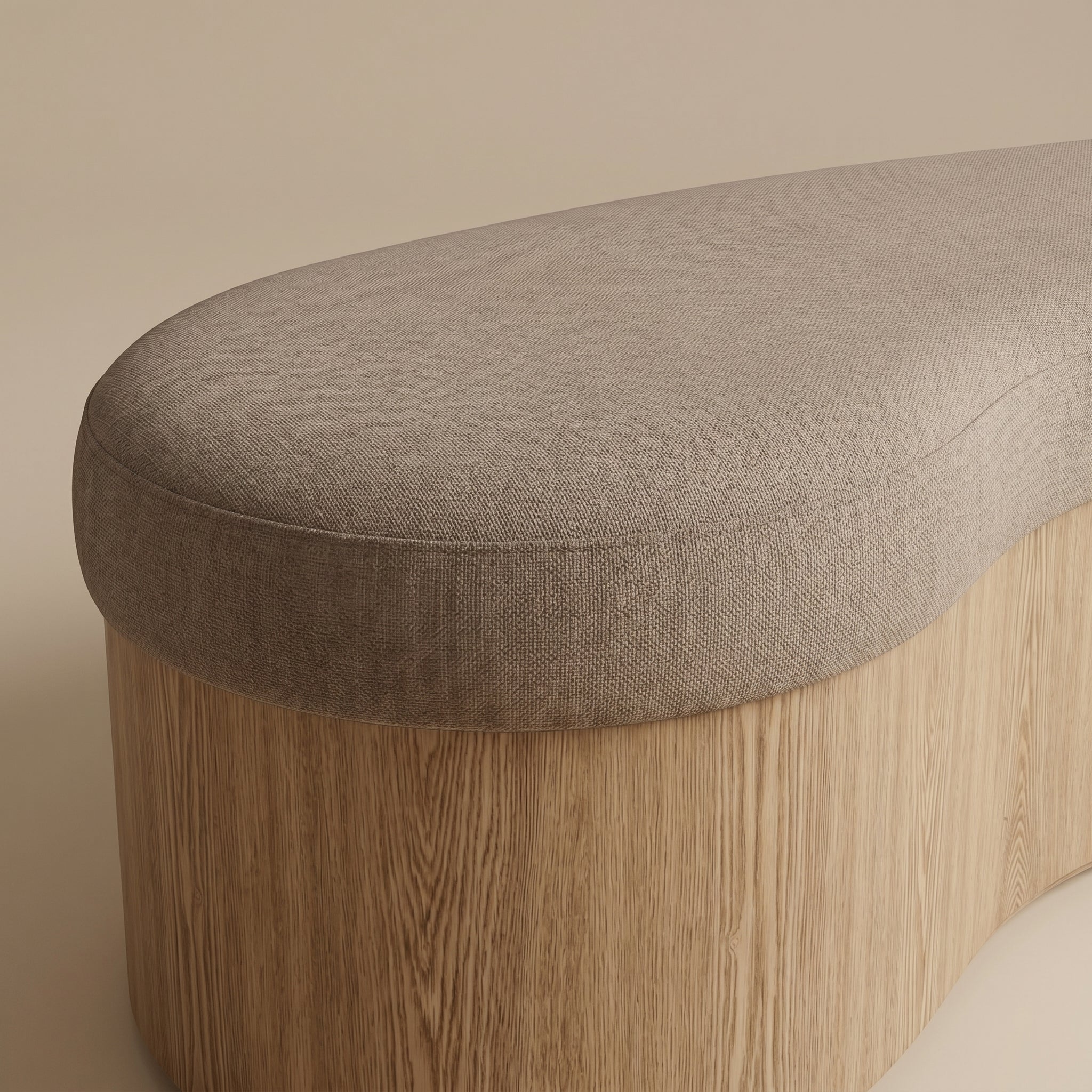 Curved Wood Ottoman Bench