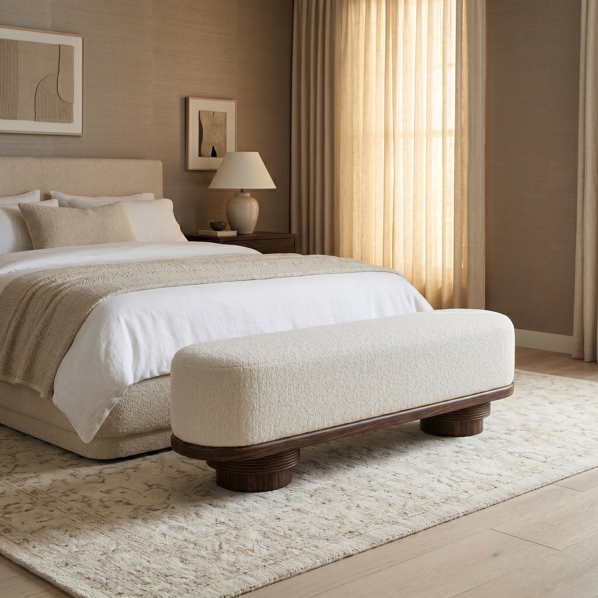 Sculptural Base Ottoman Bench