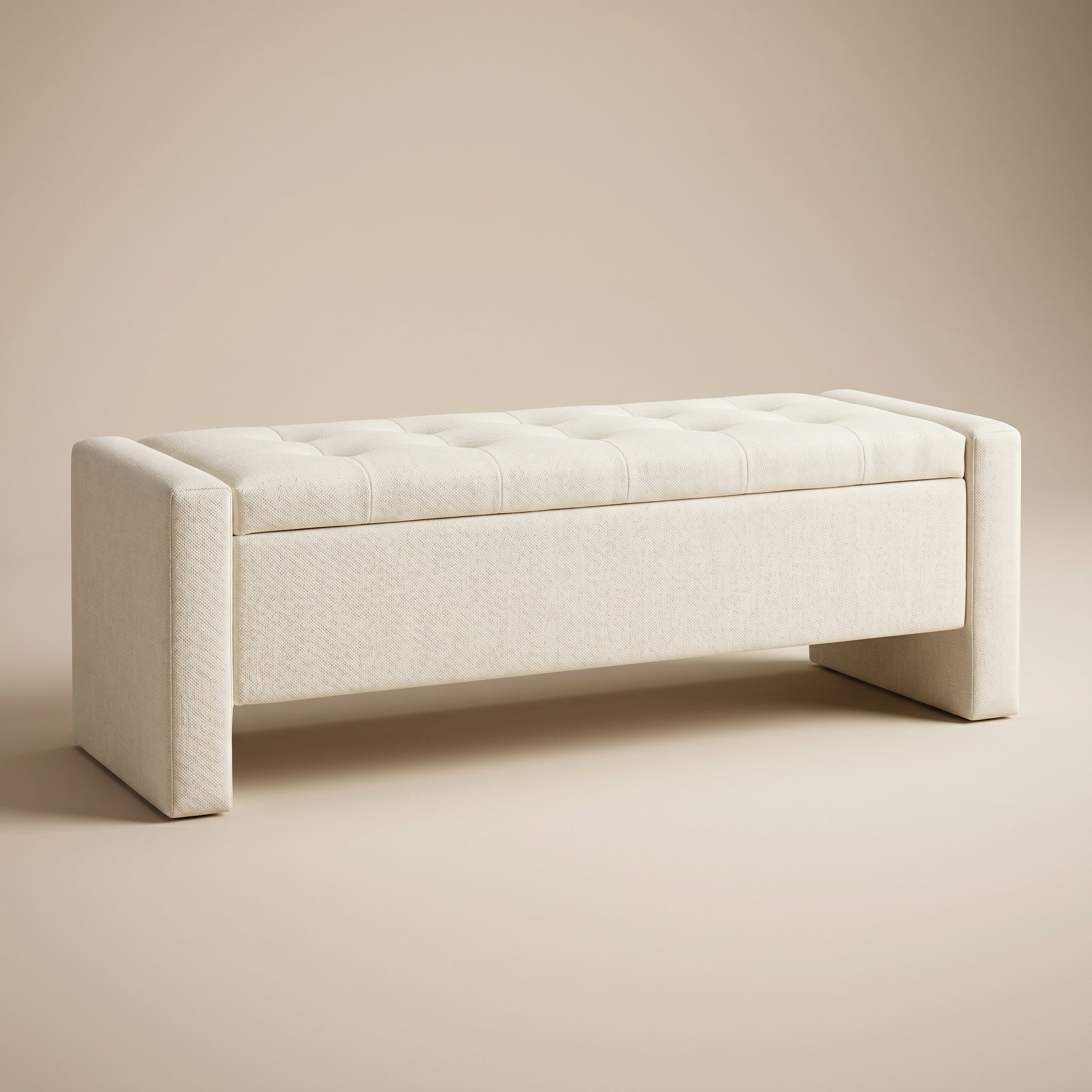 Ivory Upholstered Storage Bench