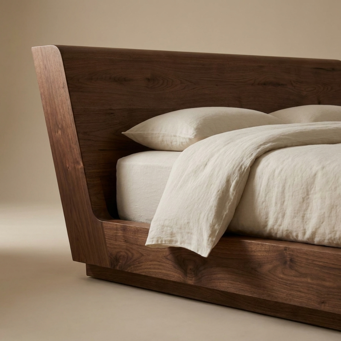 Angled Headboard Wood Bed