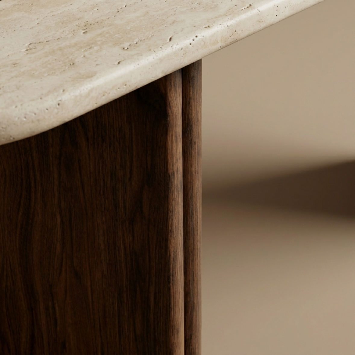 Stone Top Walnut Console Table