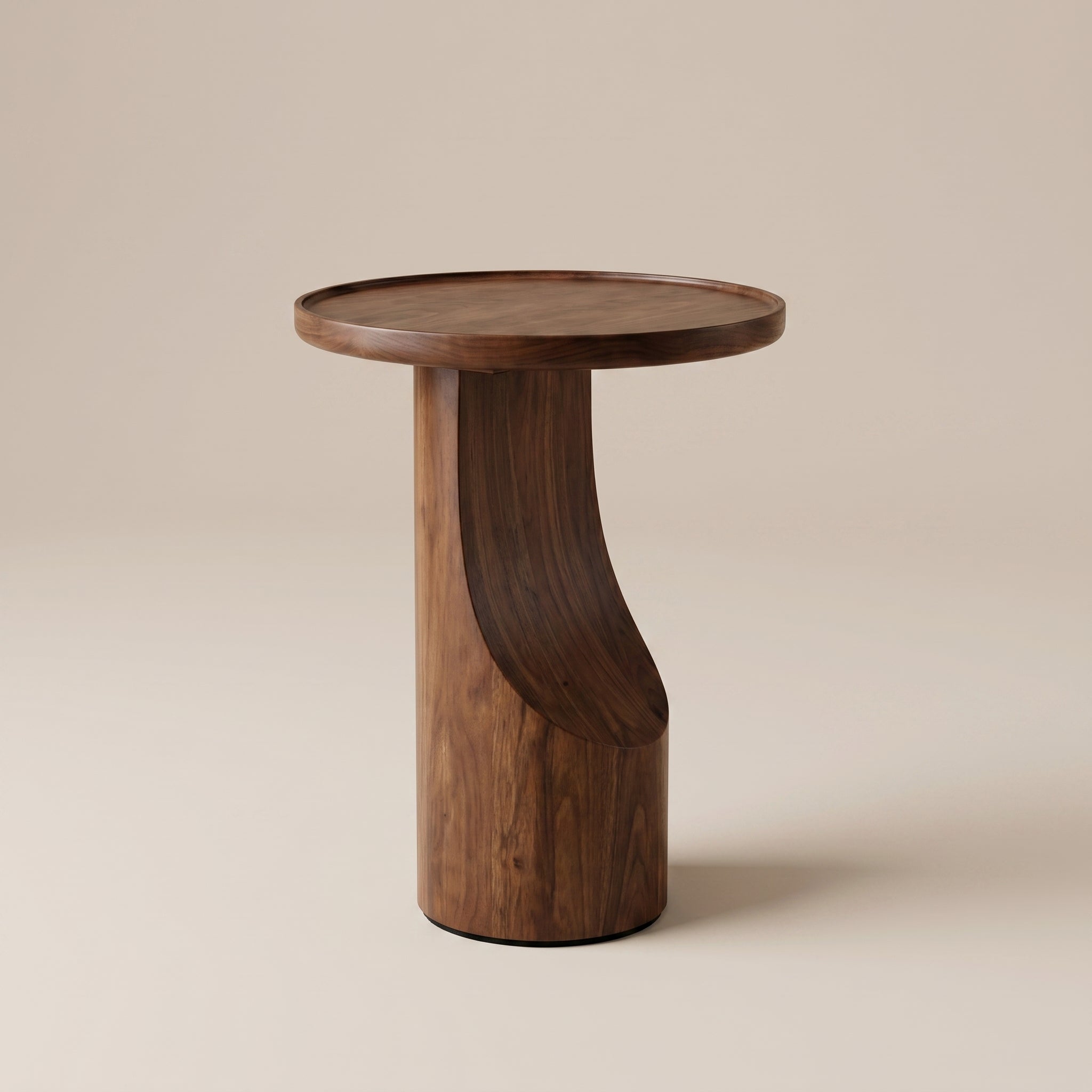 Sculptural Walnut Pedestal Side Table