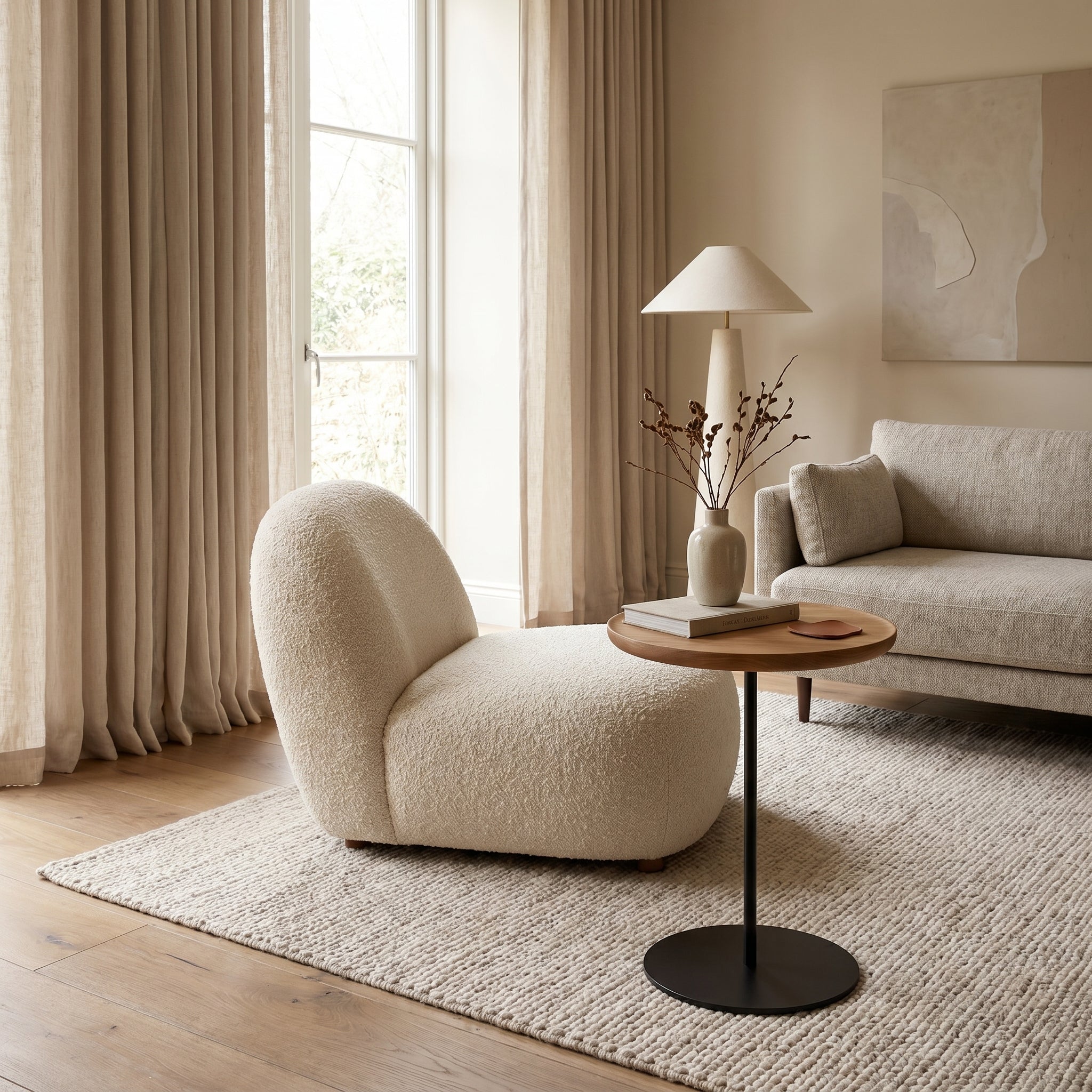 Minimal Steel Pedestal Side Table