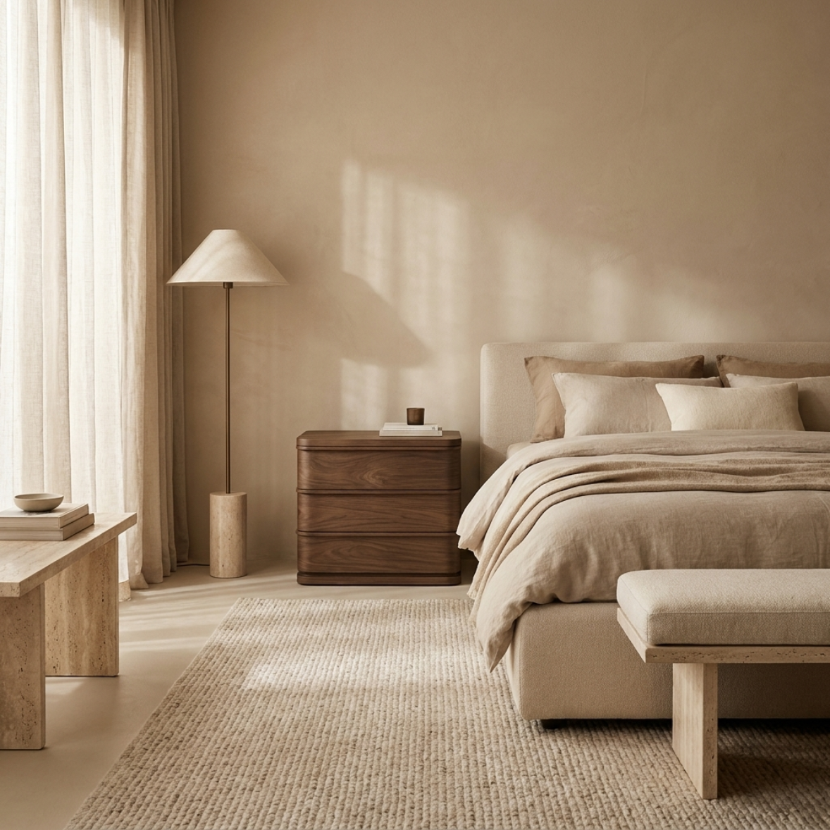 Soft Edge Wood Bedside Table