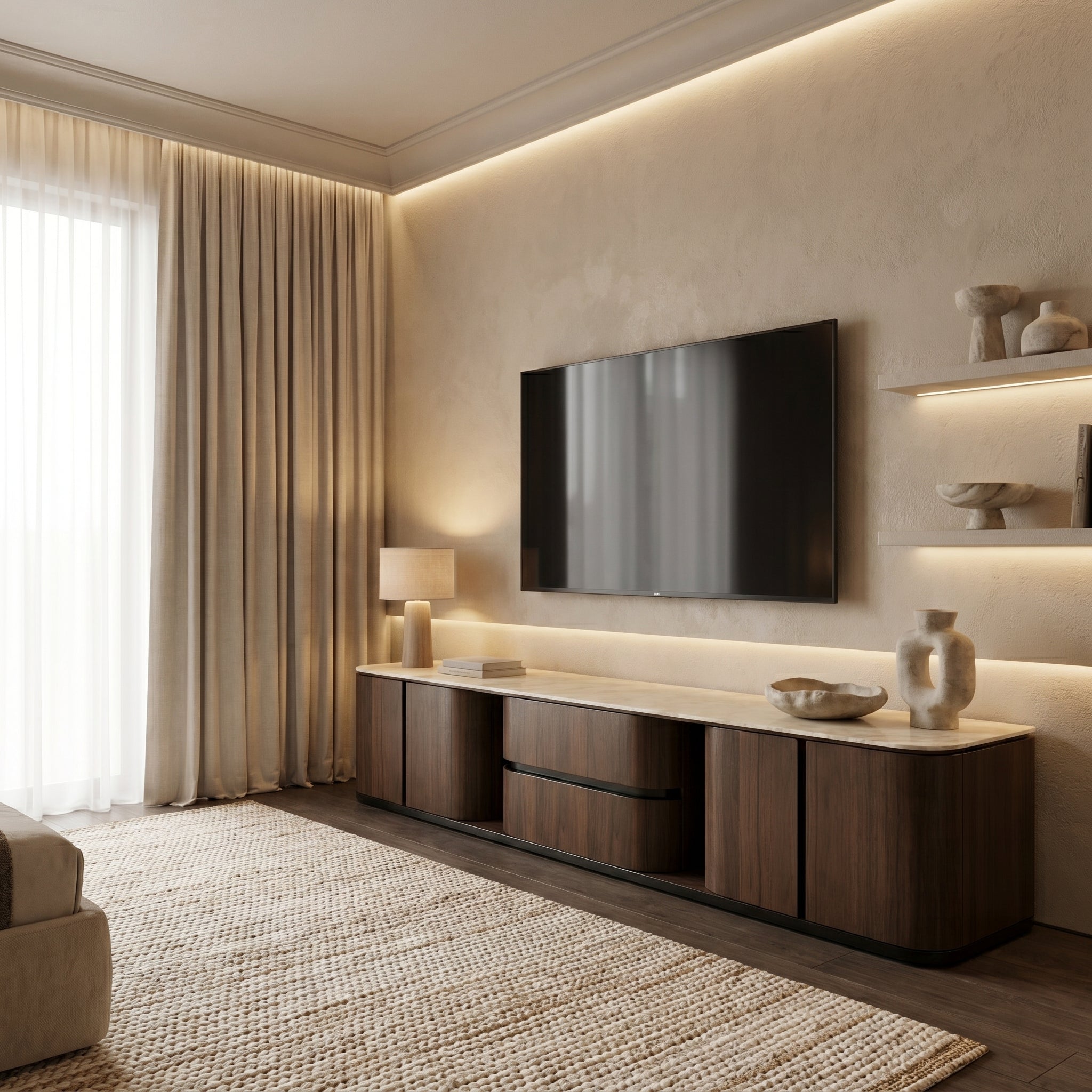 Mocha Travertine Media Console