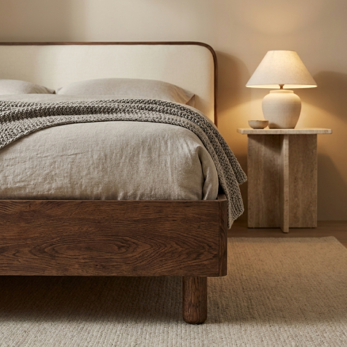 Soft Curve Upholstered Bed