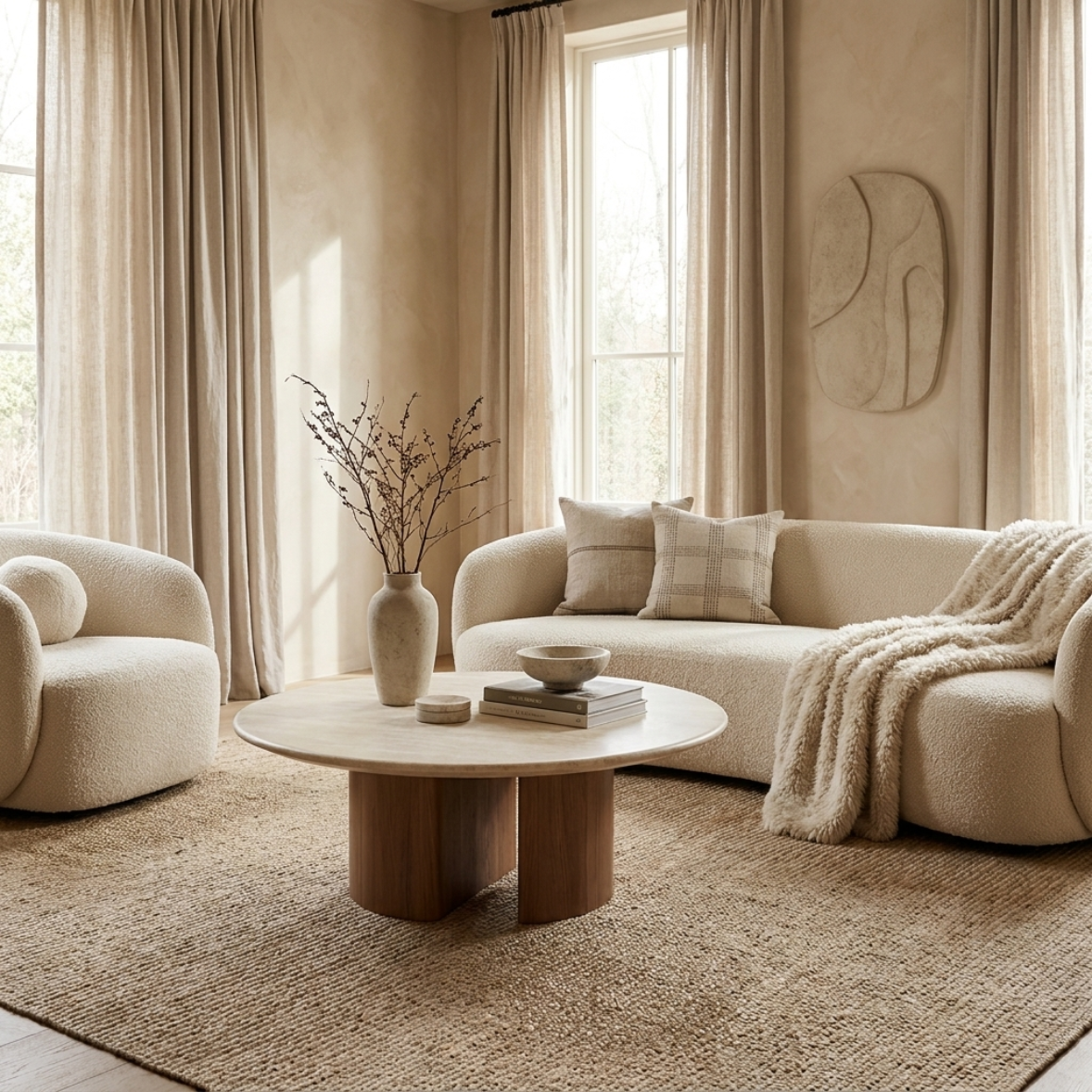 Round Stone Top Coffee Table