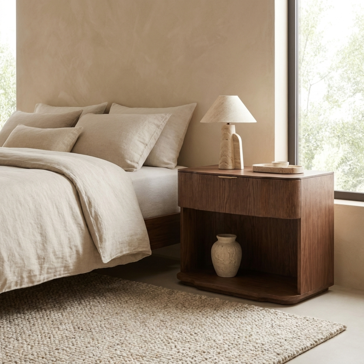 Contour Wood Bedside Table