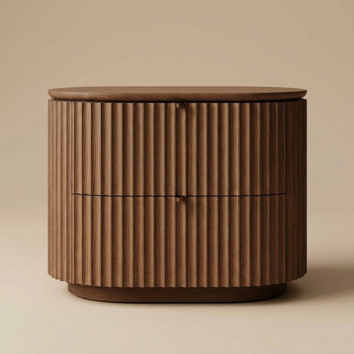 Fluted Wood Bedside Table