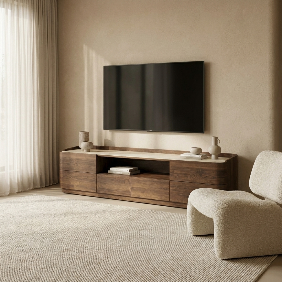 Oak Limestone Media Console