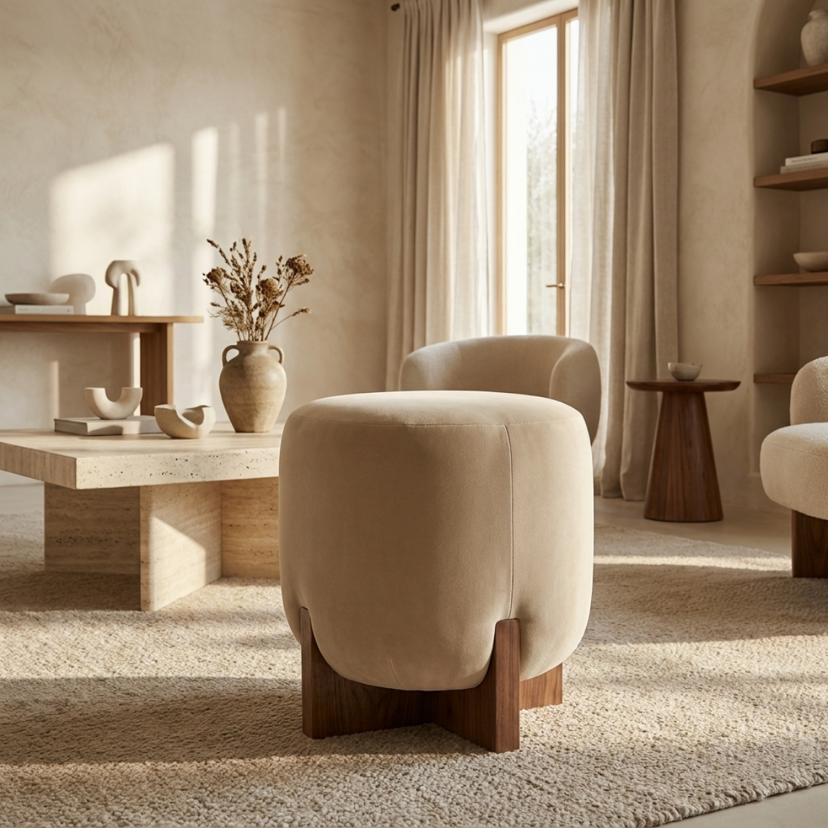 ORA Velvet Ottoman