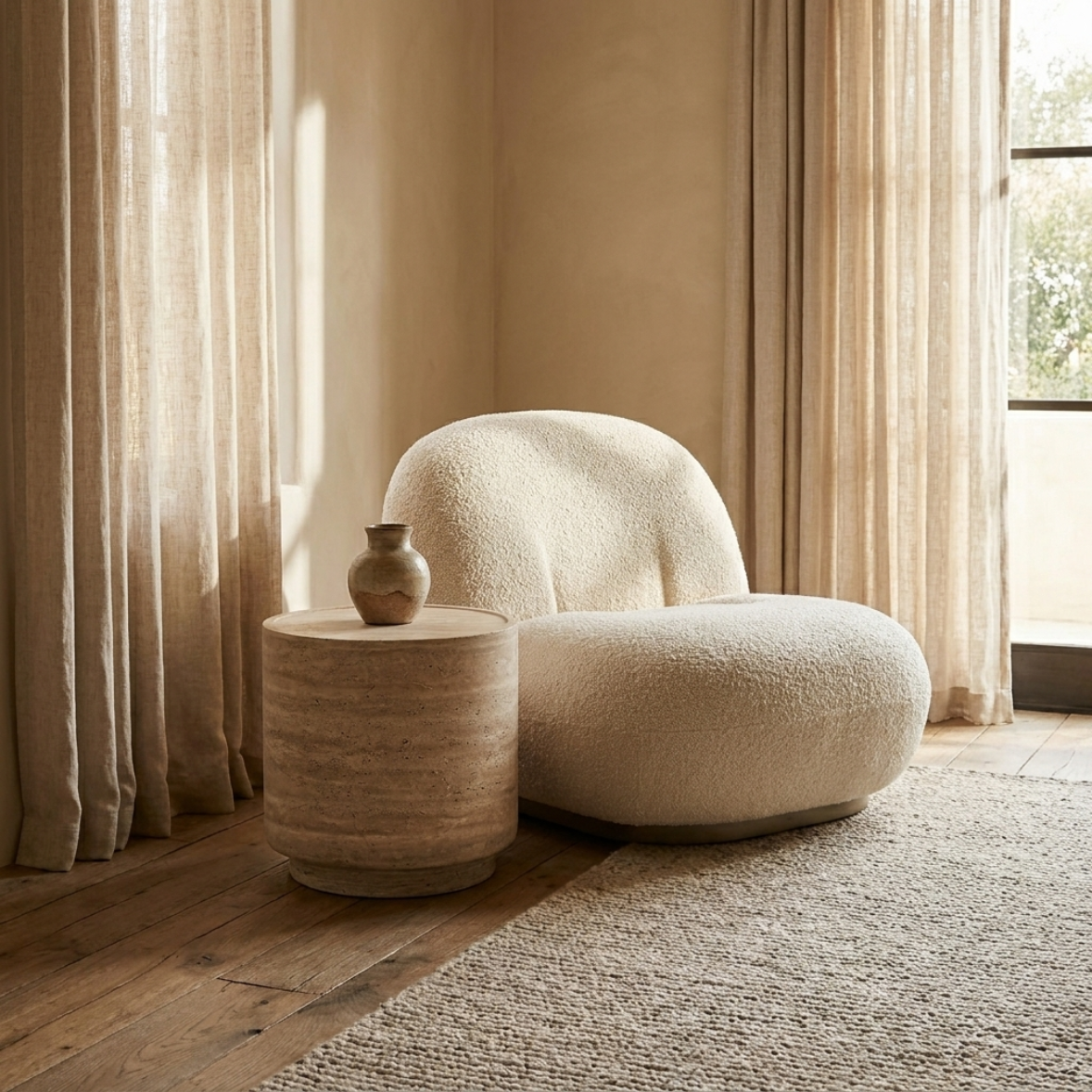 KAEL Travertine Side Table