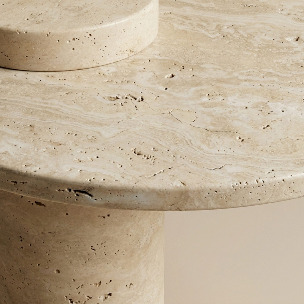 VIREL Travertine Side Table