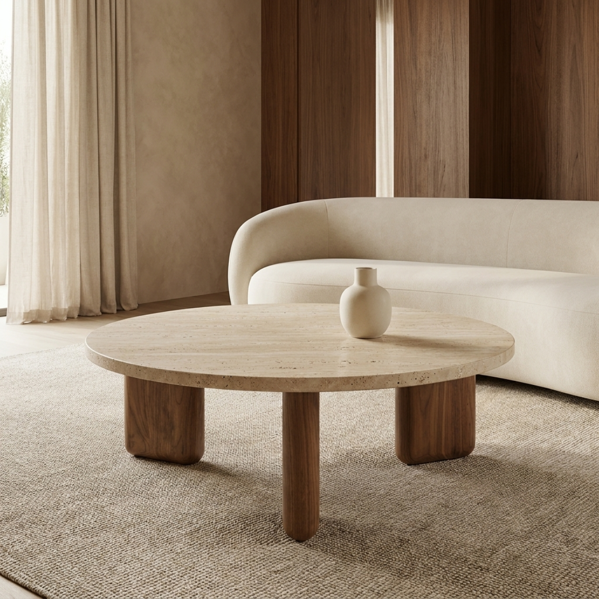 LUNOR Travertine Coffee Table