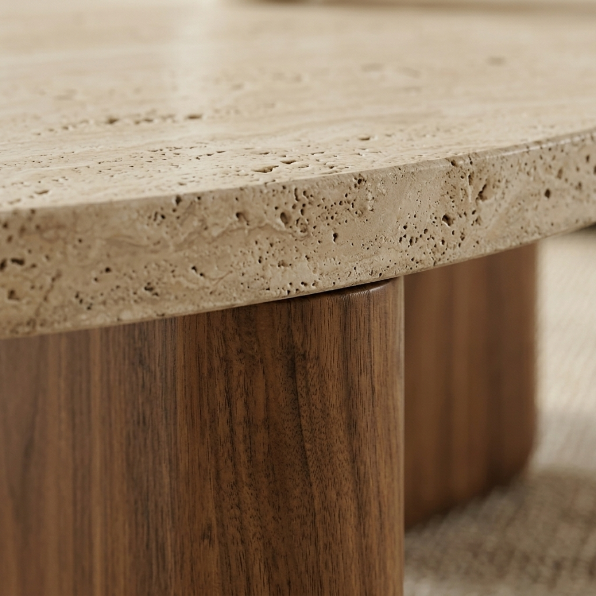 LUNOR Travertine Coffee Table
