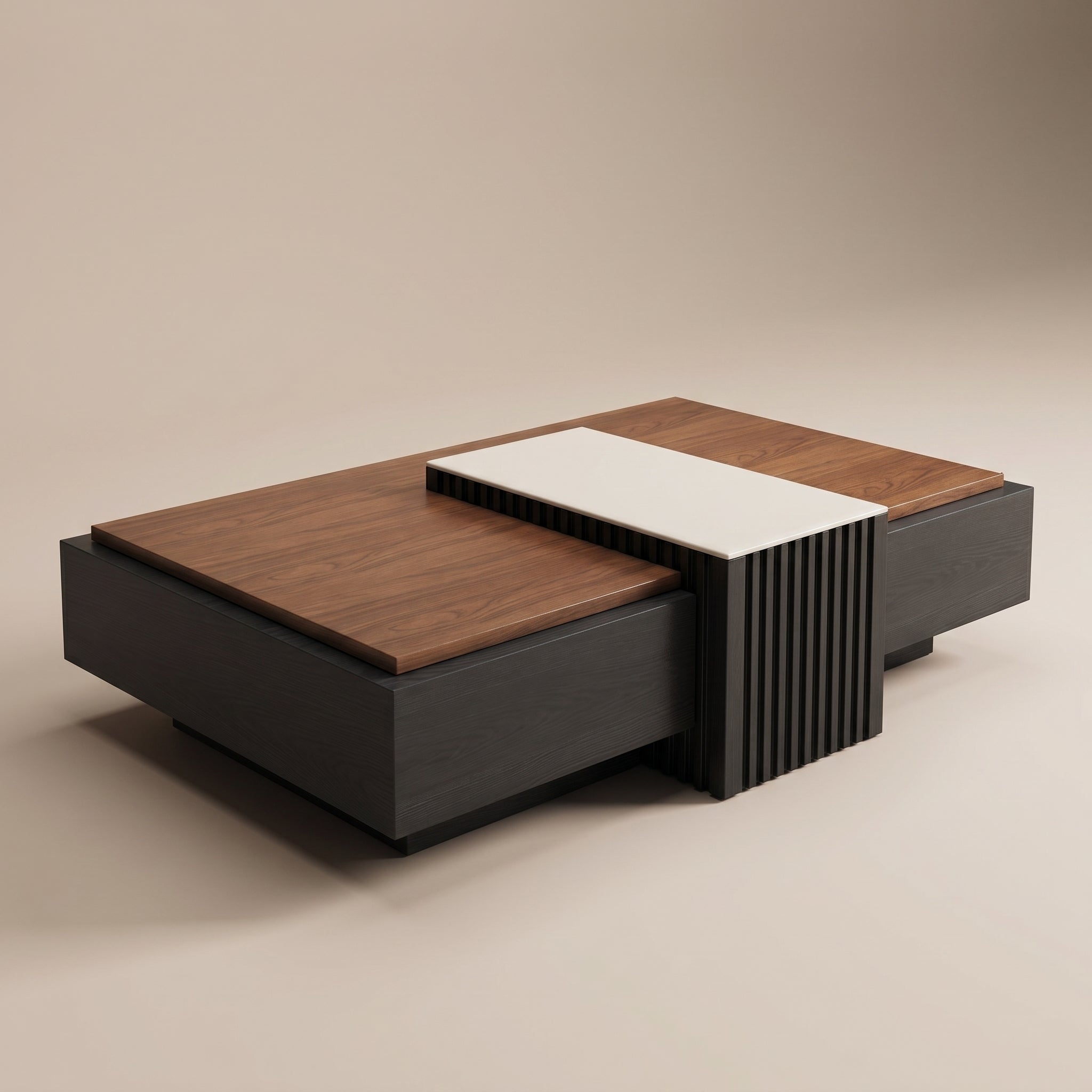 Contrast Panel Coffee Table With Side Table