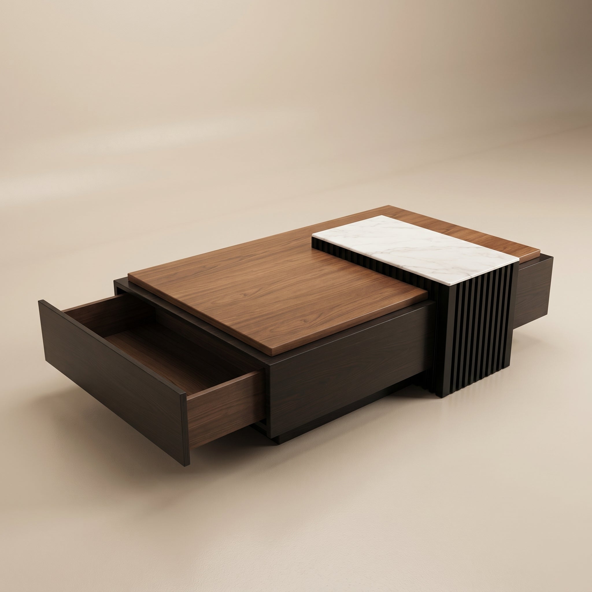 Contrast Panel Coffee Table With Side Table