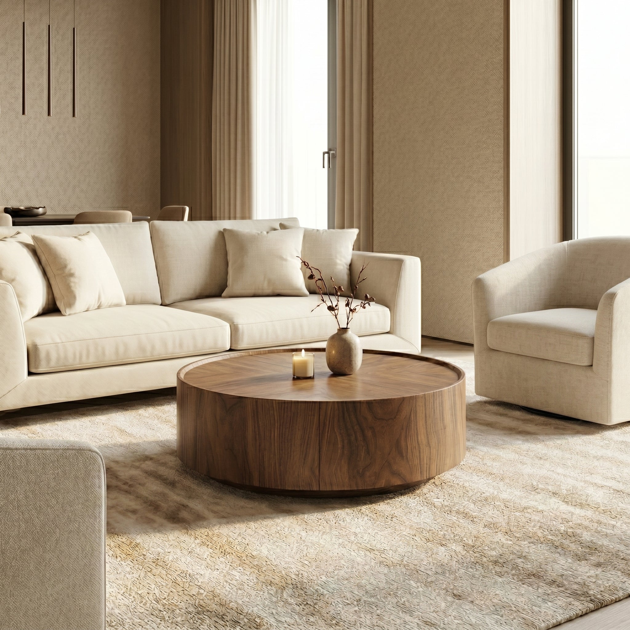 Round Walnut Coffee Table