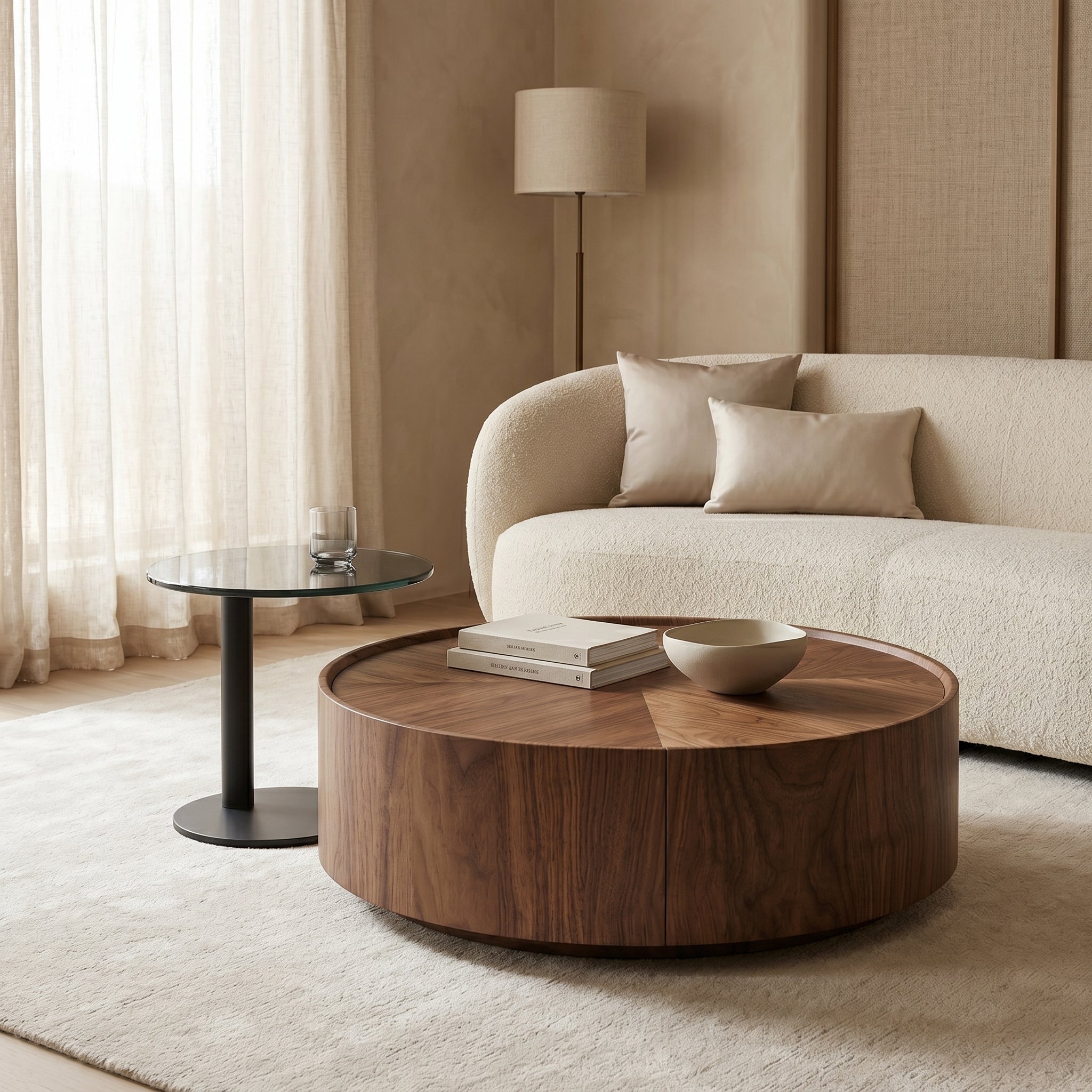 Round Walnut Coffee Table