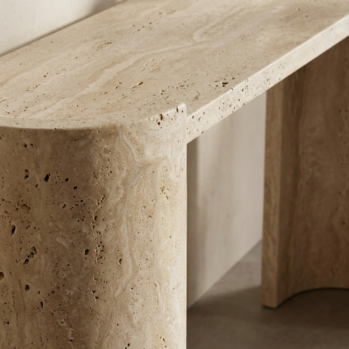 VAREN Travertine Console Table