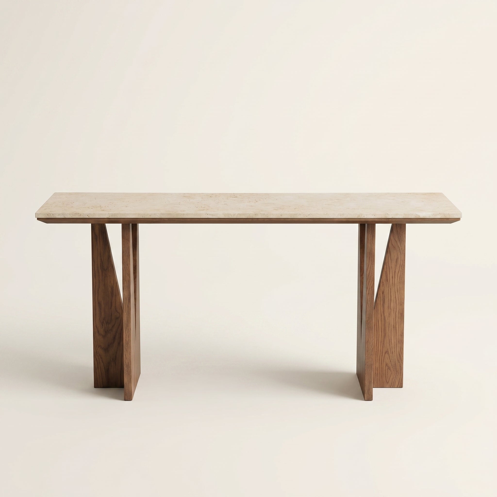 Travertine Sculptural Console Table