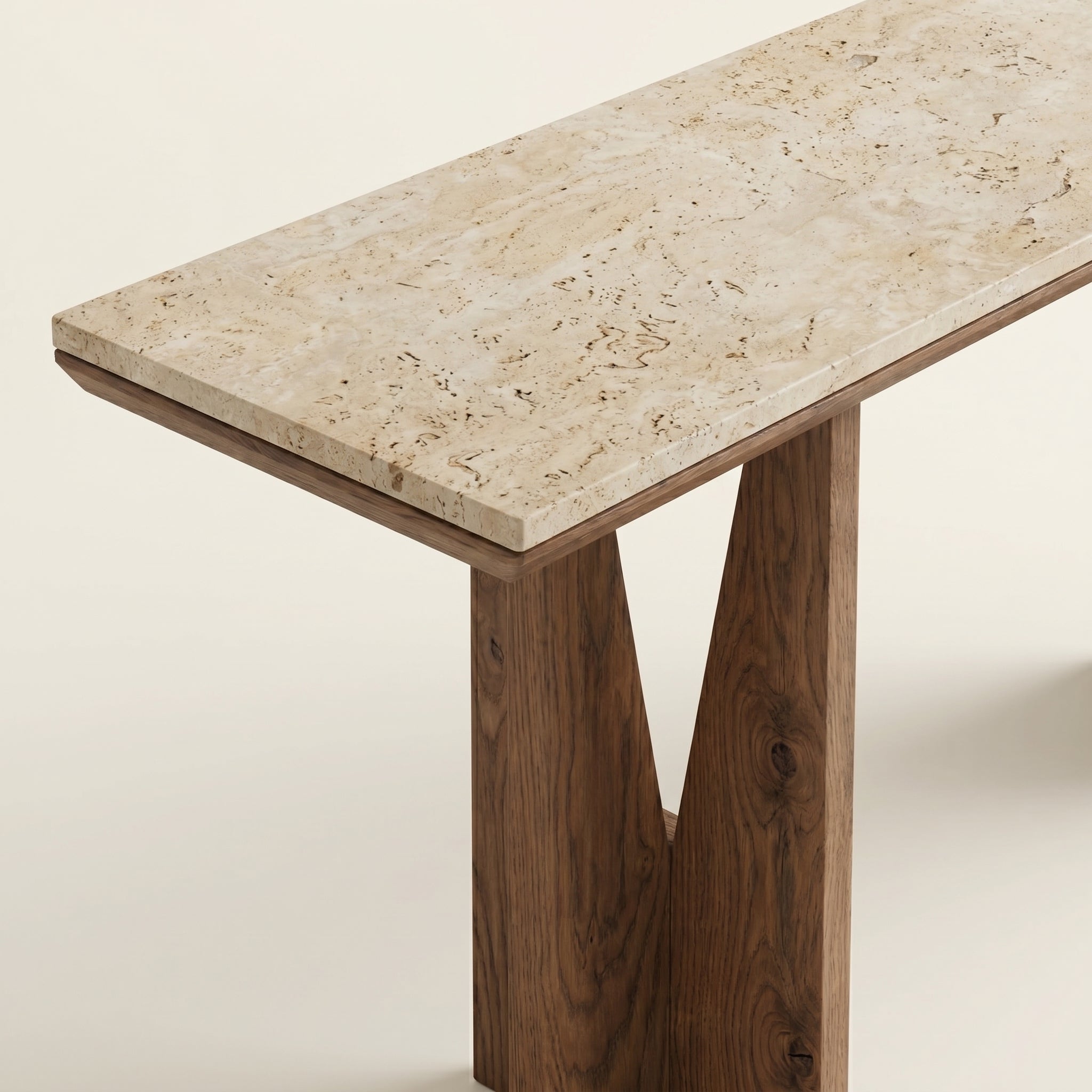 Travertine Sculptural Console Table