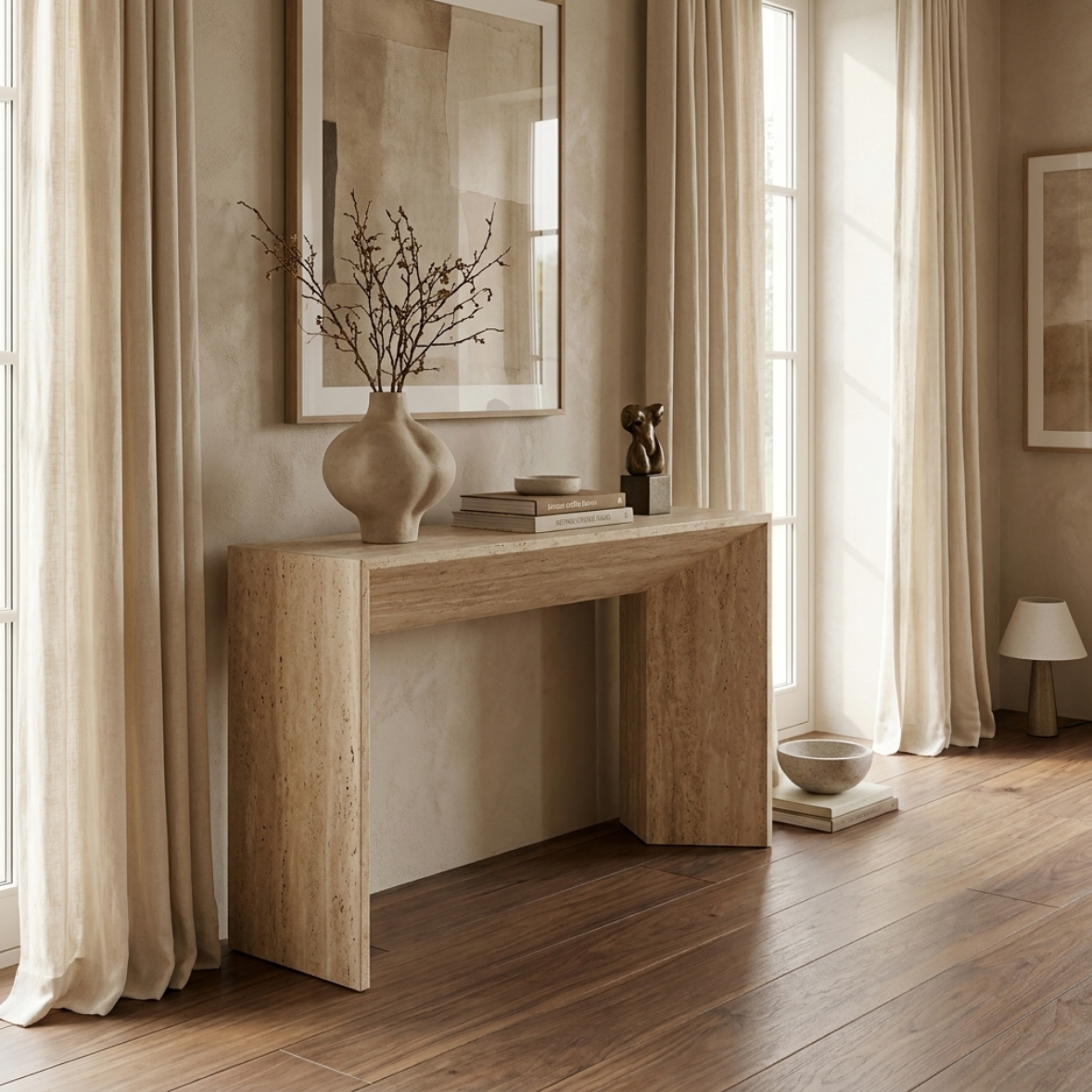 TAVO Travertine Console Table
