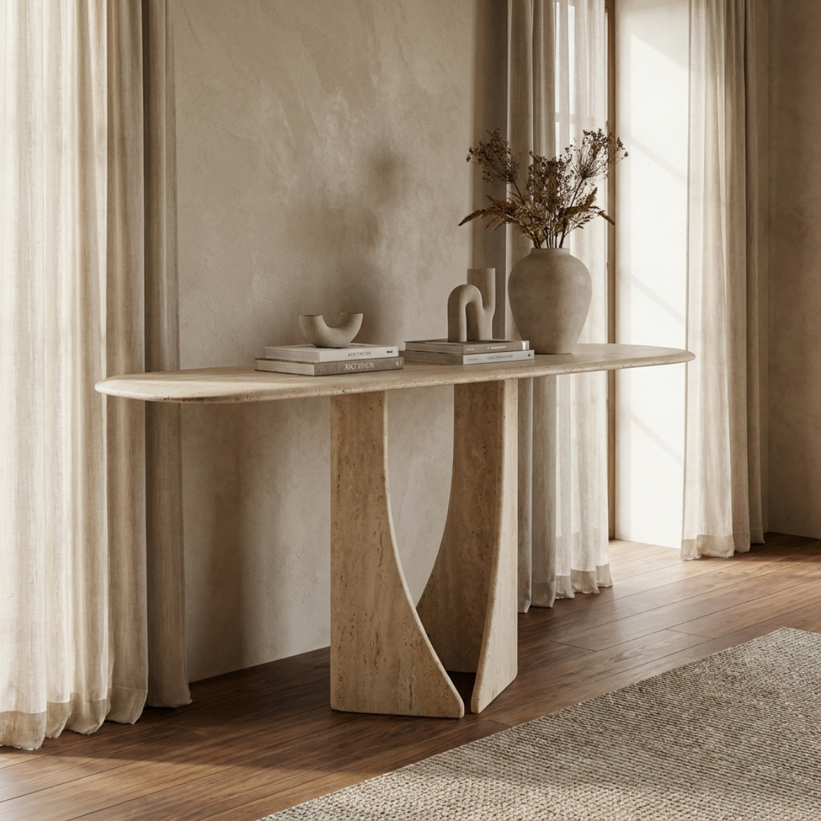 ELORA Travertine Console Table