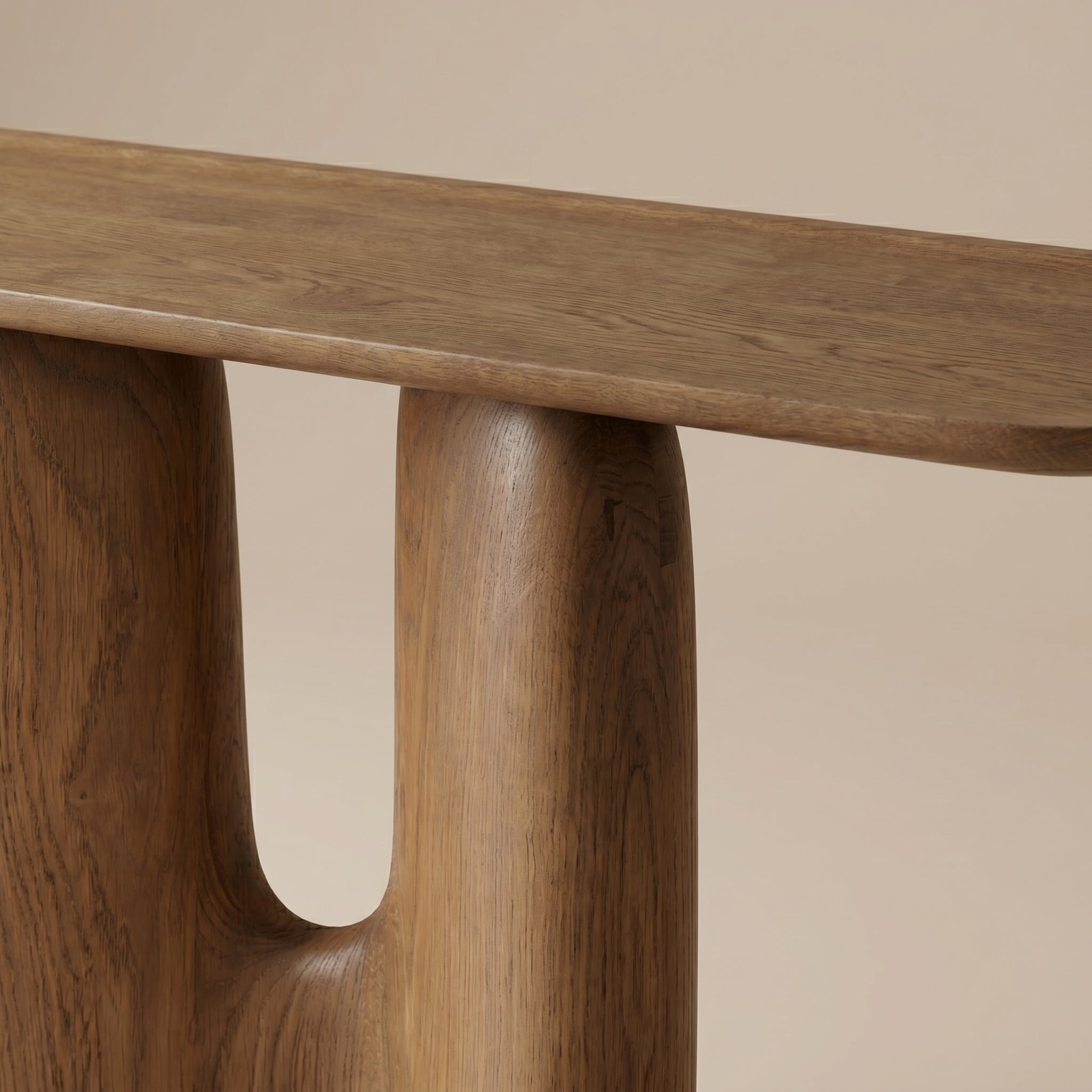 Sculptural Oak Console Table