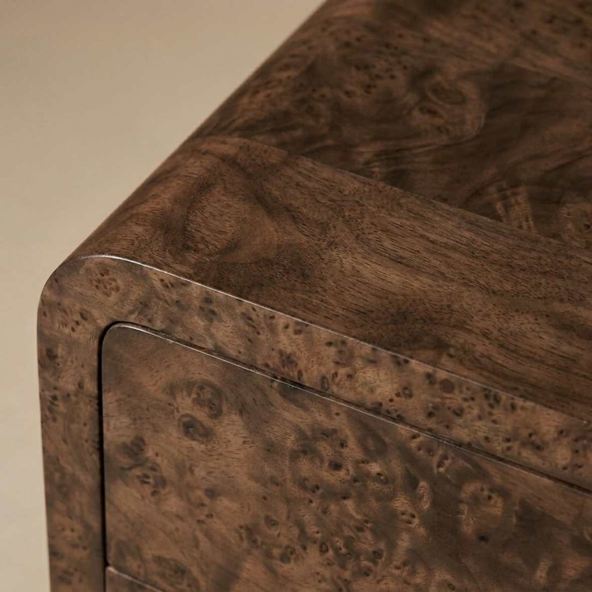 Burl Wood Bedside Table