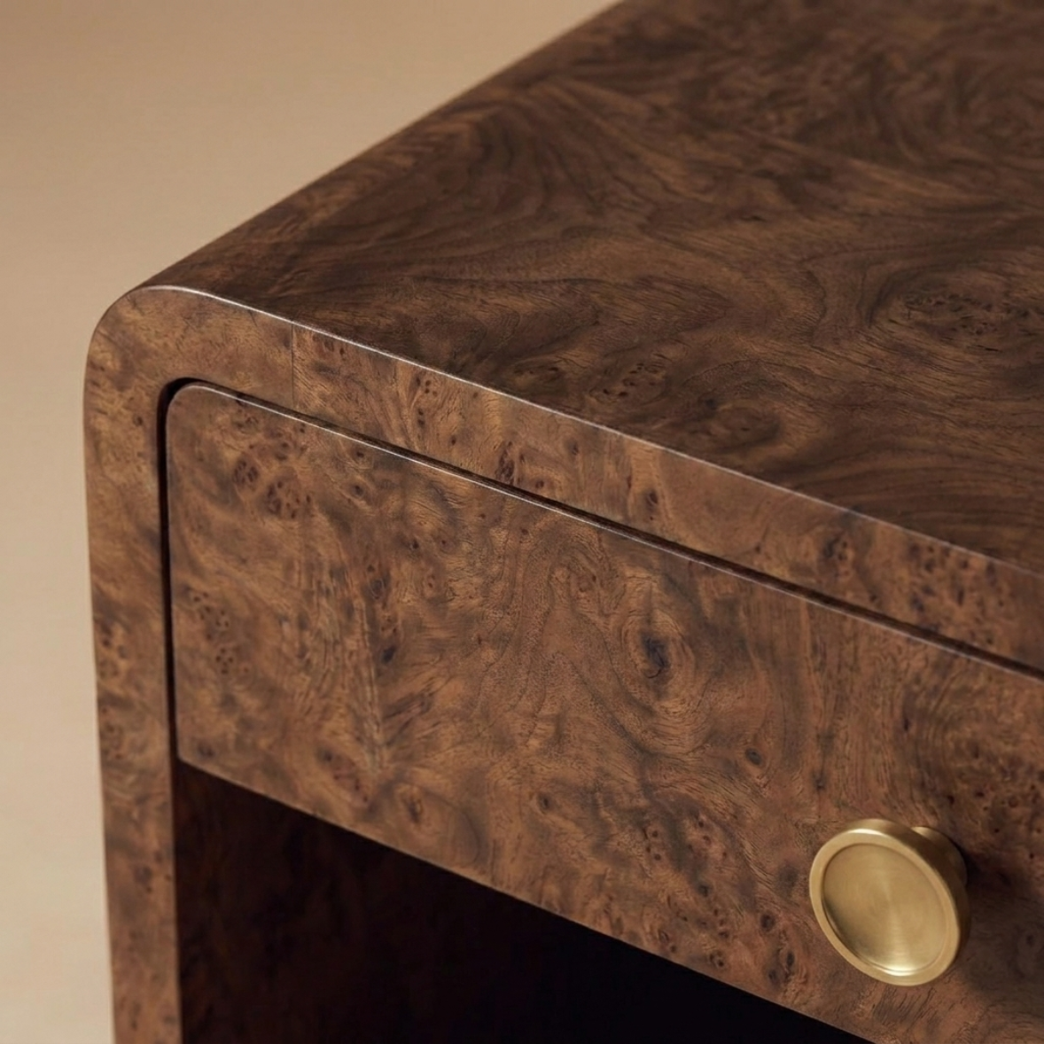 Burl Wood Bedside Table