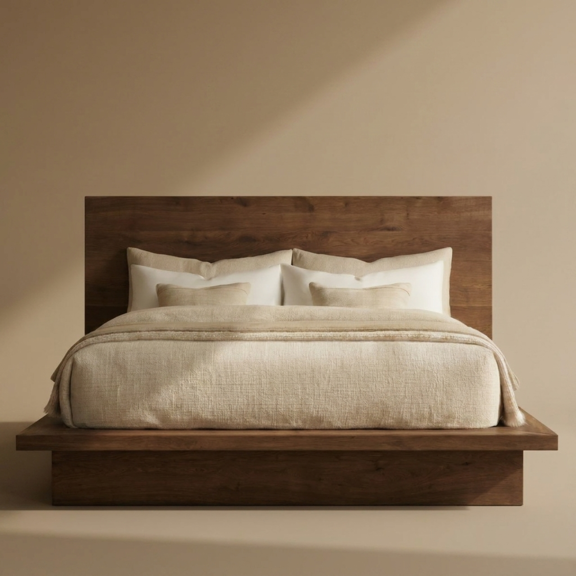 Natural Wood Platform Bed