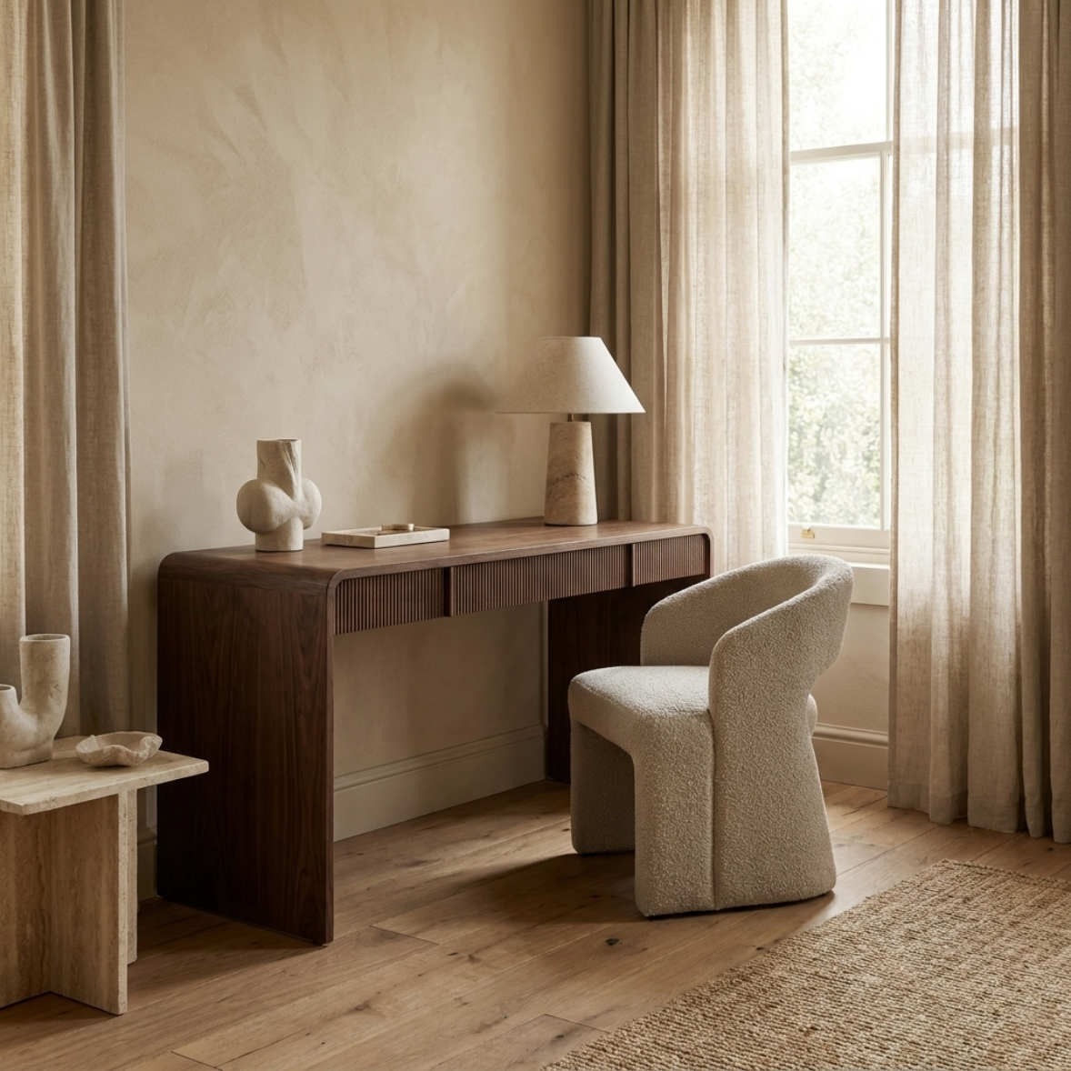 Fluted Panel Writing Desk