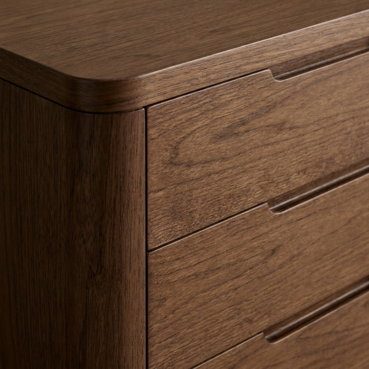 Rounded Wood Bedside Table