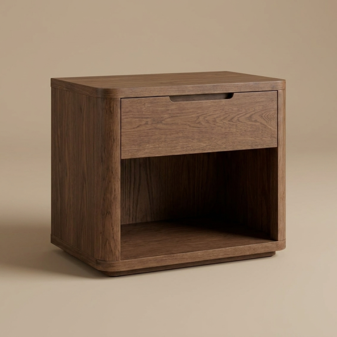 Rounded Wood Bedside Table