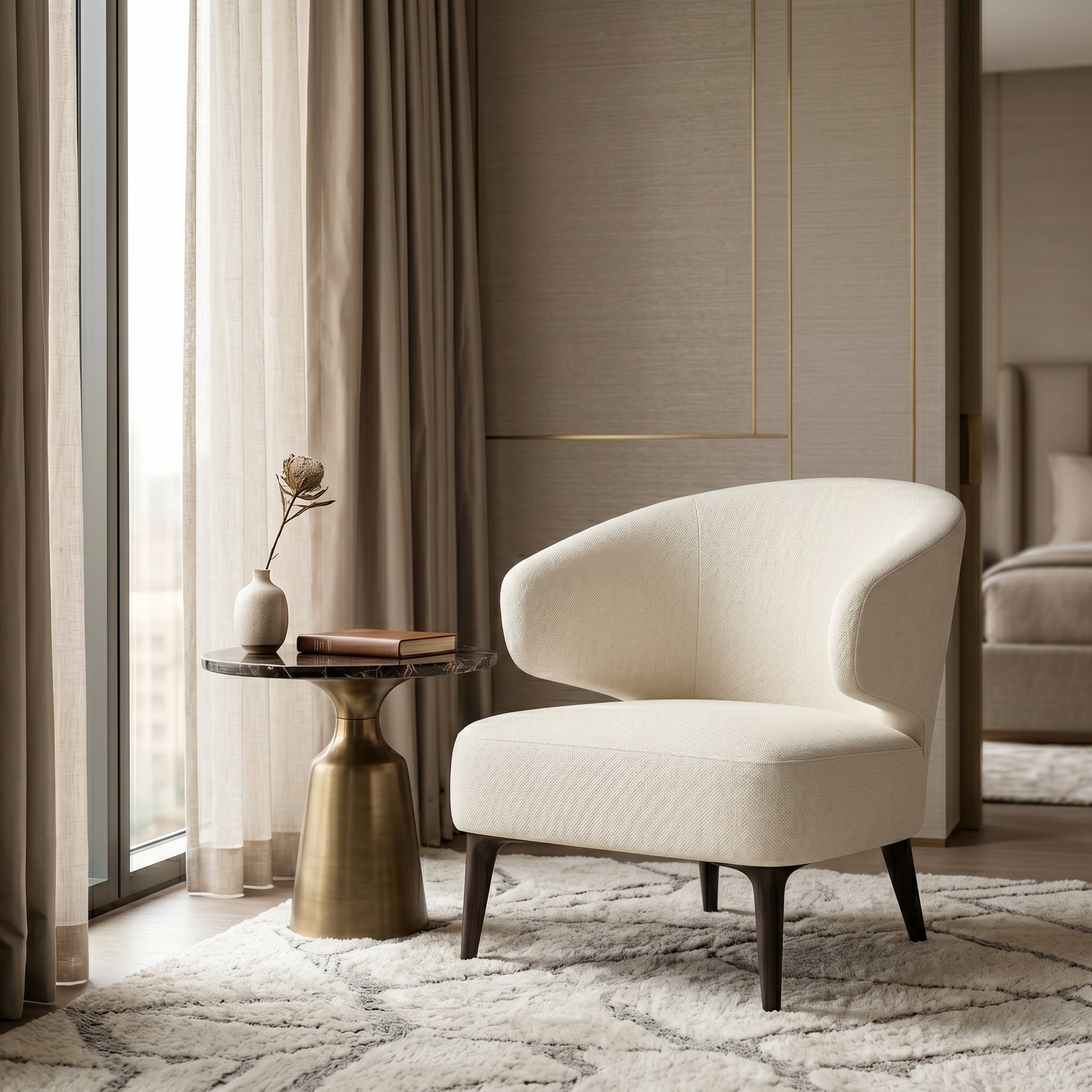 White Sculpted Lounge Chair