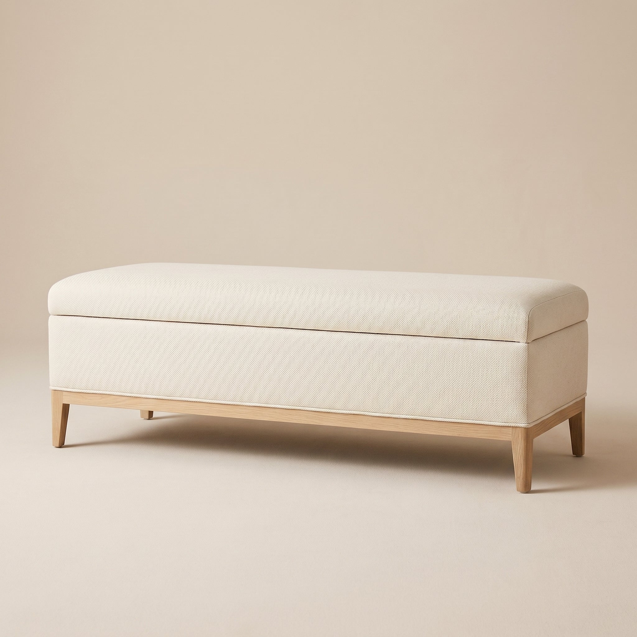 Ivory Upholstered Ottoman Bench