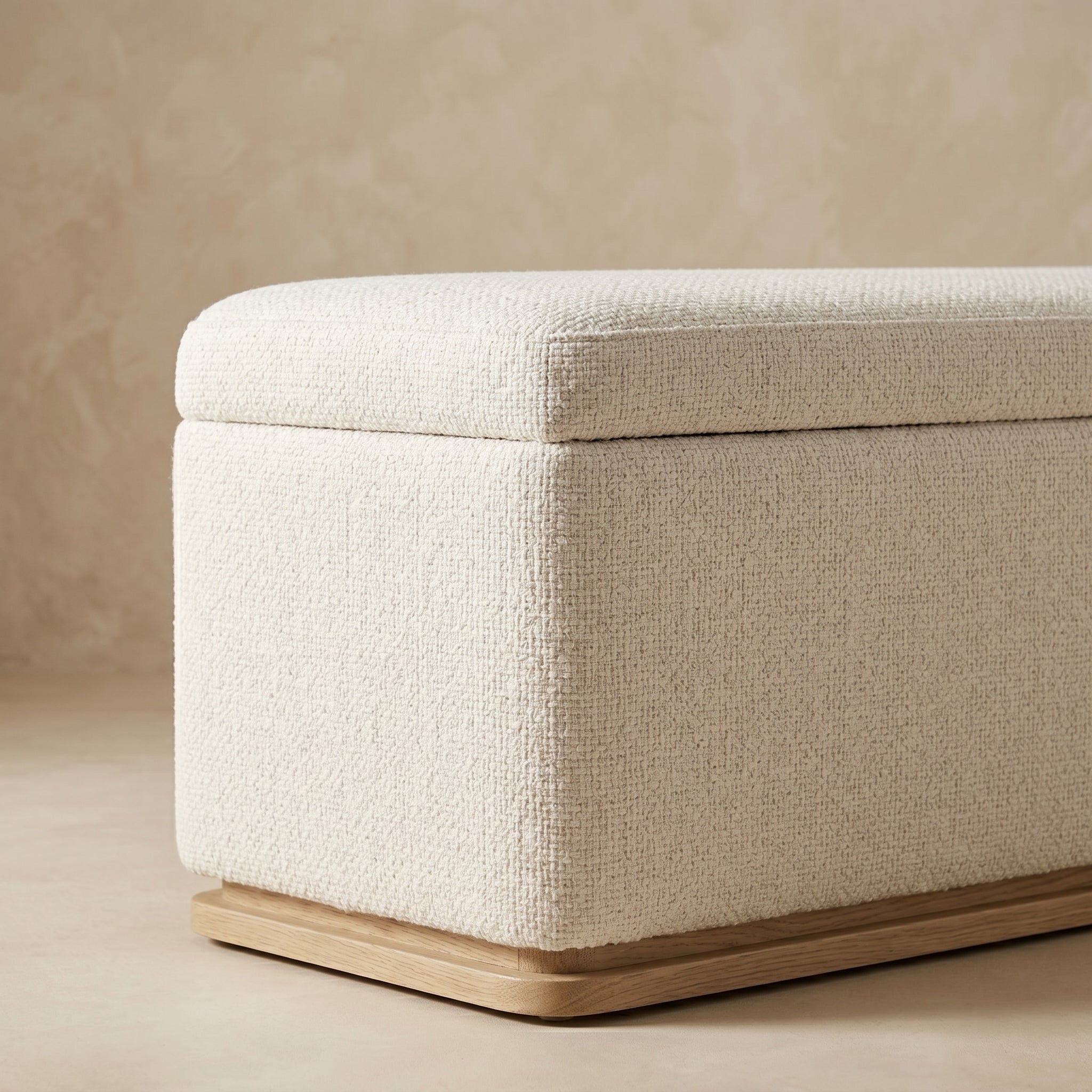 Ivory Storage Ottoman Bench