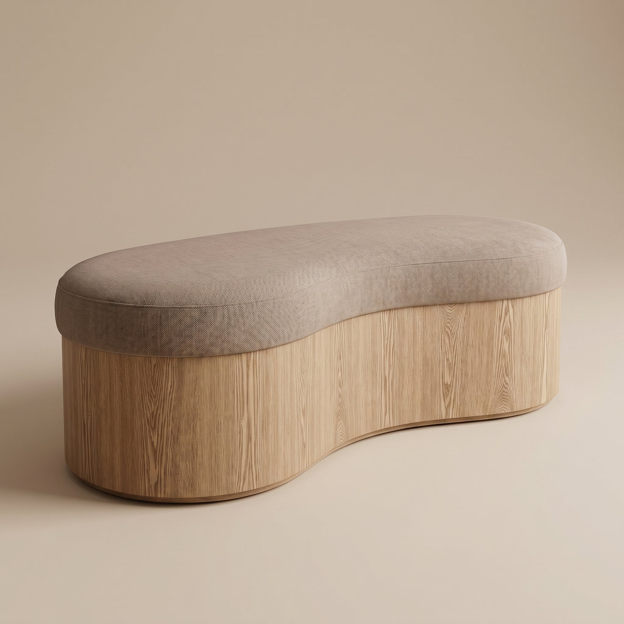 Curved Wood Ottoman Bench