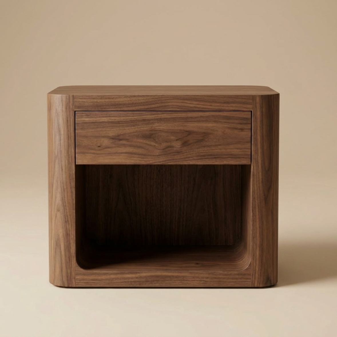Inset Frame Wood Bedside Table