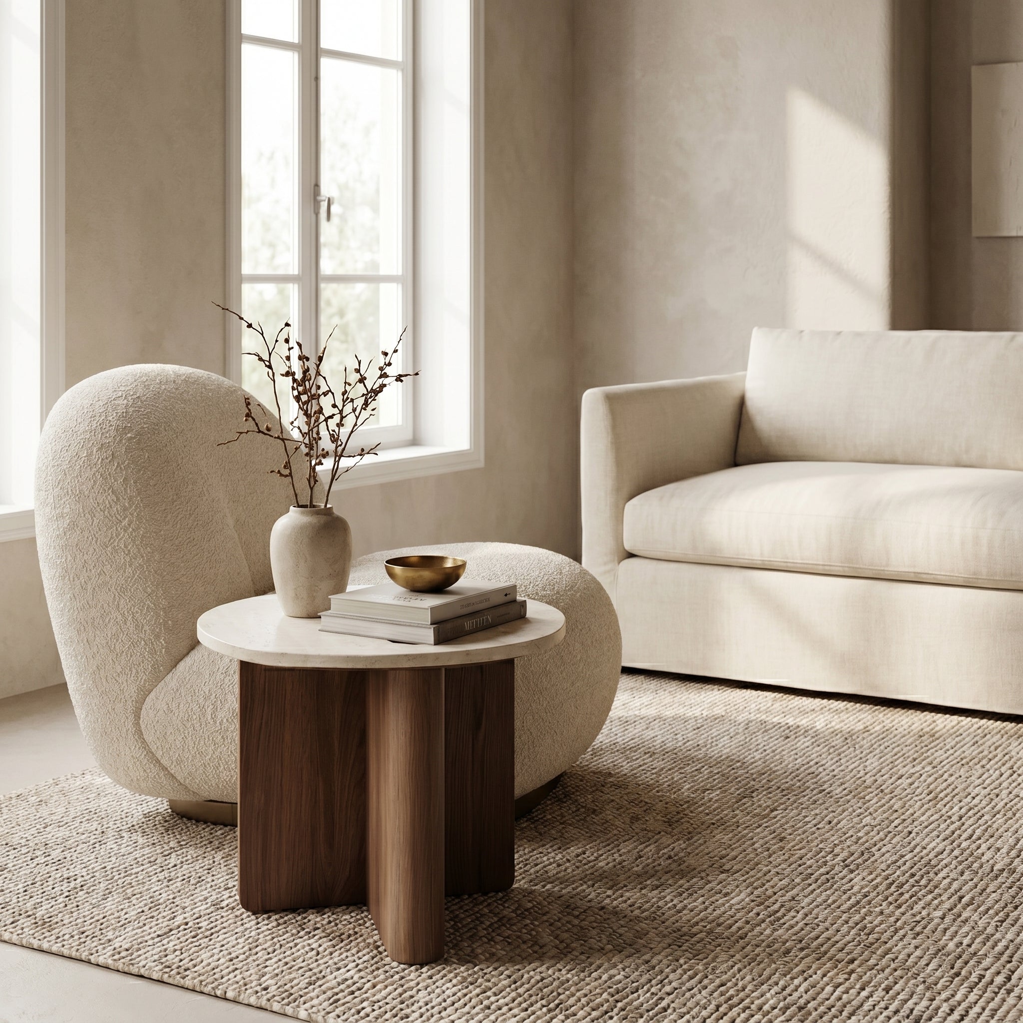 Stone Top Accent Side Table